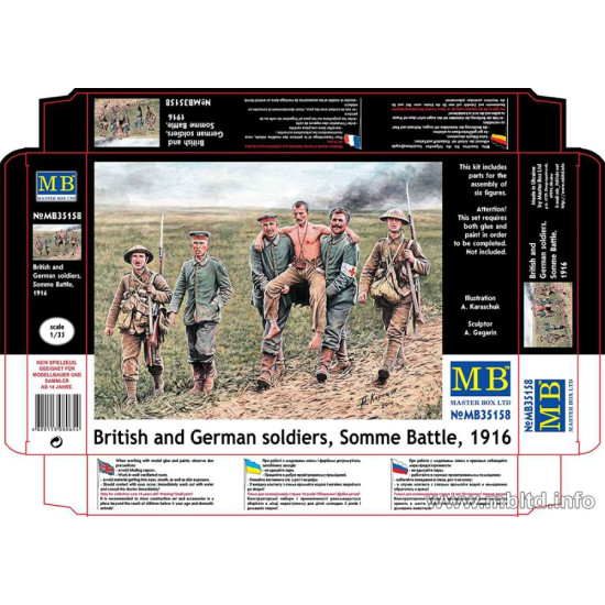 British and German soldiers, Somme Battle, 1916 6 figures 1/35 Master Box 35158