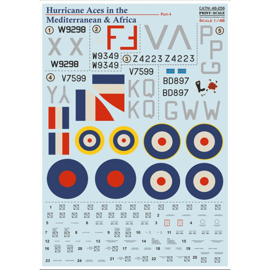 Print Scale 48-256 1/48 Decal For Hurricane Aces In The Mediterranean Africa Part 4