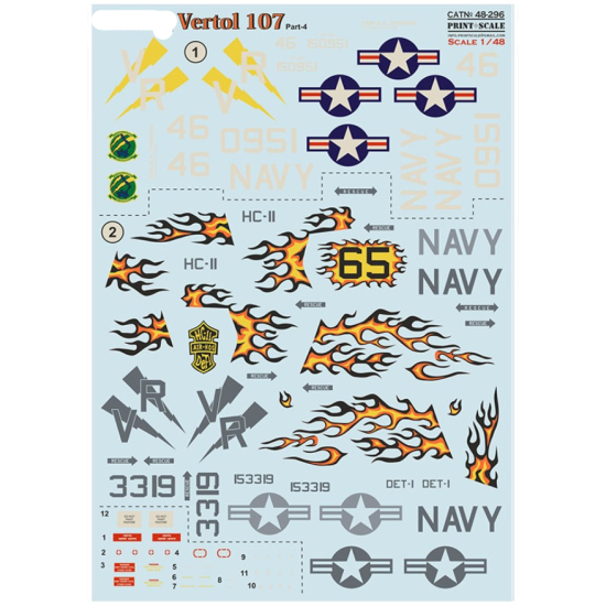 Print Scale 48-296 1/48 Decal For Vertol 107 Part 4