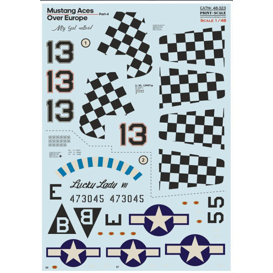 Print Scale 48-323 1/48 Decal For P-51 Aces Over Evrope Part 4