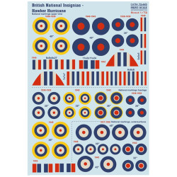Print Scale 72-445 1/72 Decal For British National Insignia. Hawker Hurricane The Complete Set 1 5 Leaf
