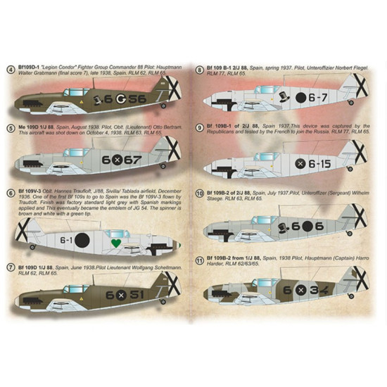 Print Scale 72-460 1/72 Decal For Bf-109 Messerschmitt In Spanish War