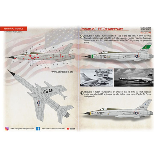 Print Scale 72-462 1/72 Decal For F-105 Thunderchief Part 3