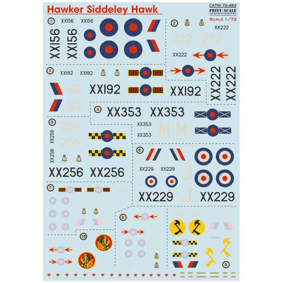 Print Scale 72-493 1/72 Decal For Hawker Siddeley Hawk