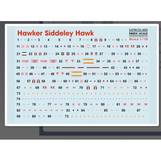 Print Scale 72-493 1/72 Decal For Hawker Siddeley Hawk