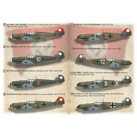 Print Scale 72-497 1/72 Decal For Bf-109 Messerschmitt B/D