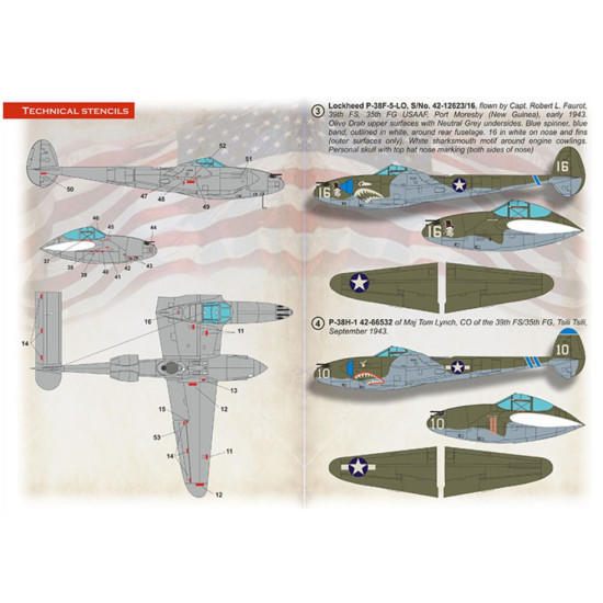 Print Scale 72-499 1/72 Decal For P-38 Lightning Shark Mouth