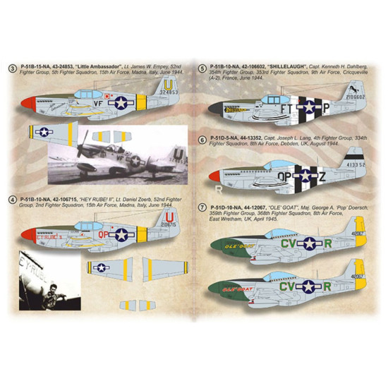 Print Scale 72-515 1/72 Decal For P-51 Aces Over Europe Part 1