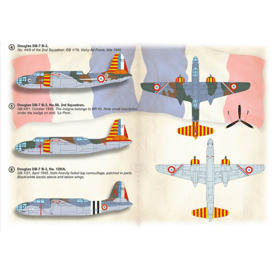 Print Scale 72-537 1/72 Decal For Douglas Db-7 French Air Force