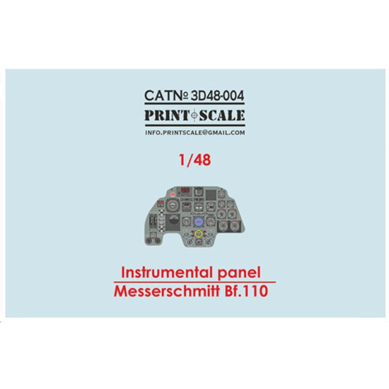 Print Scale Prs3d48-004 1/48 3D decal Instrumental Panel Bf 110e For Eduard Set