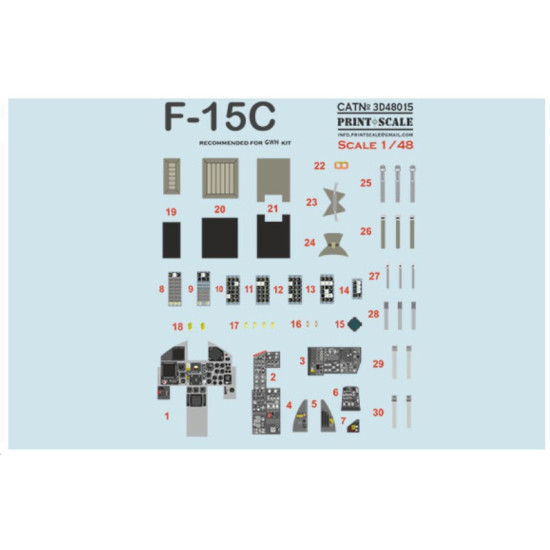 Print Scale Prs3d48-015 1/48 F-15c Eagle 3D decal Instrument Panel