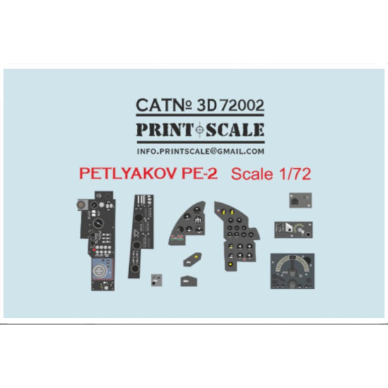 Print Scale Prs3d72-002 1/72 Petlyakov Pe-2 3D decal Instrument Panel