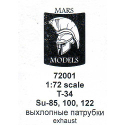 T-34, Su-85, Su-100, Su-122 exhausts 1/72 Mars Models M72001
