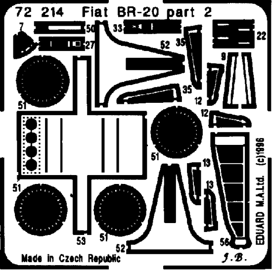 Photoetched set Fiat Br 20, for Italeri kit 1/72 Eduard 72214