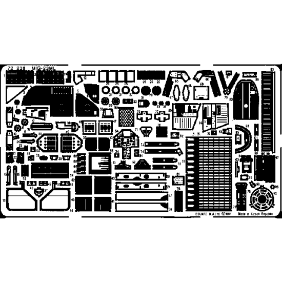 Photoetched set Mig 23 ML, for Italeri kit 1/72 Eduard 72238