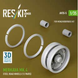Reskit Rs-av35-0005 1/35 Merkava Mk 4 Steel Road Wheels 12 Pairs For Meng/Hobbyboss Kit 3d Printed