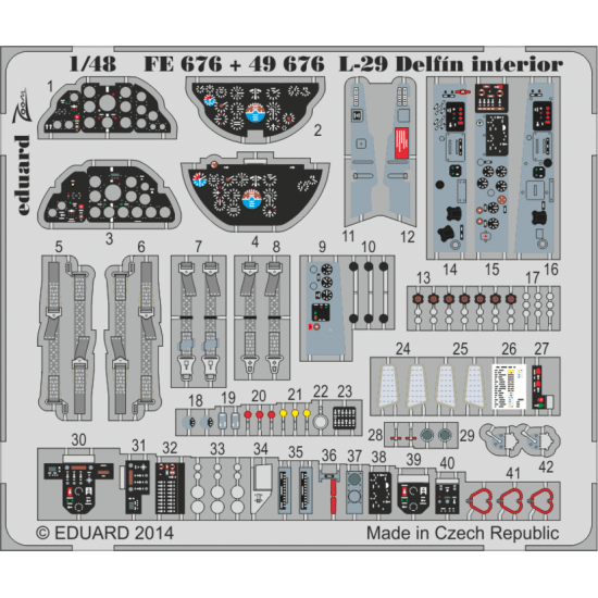 Photoetched set L-29 Delfin interior (self adhesive), for AMK kit 1/48 Eduard FE676