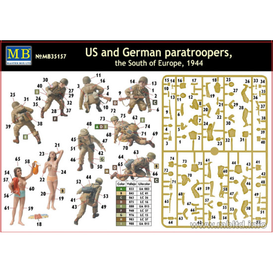Master Box — US and German paratroopers — Plastic model kit 1:35 Scale #35157 