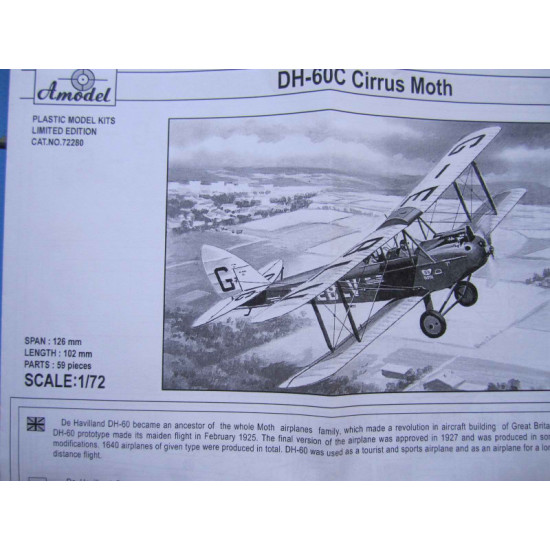 de Havilland DH.60C Cirrus Moth 1/72 Amodel 72280