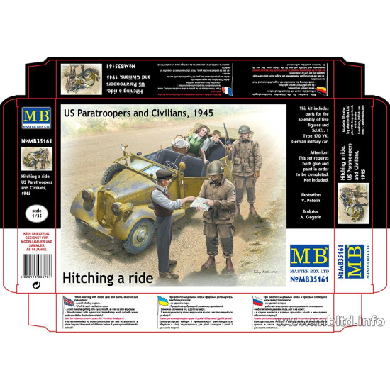 Hitching a ride, US Paratroopers and Civilians WITHOUT CAR 1/35 Master Box 35161