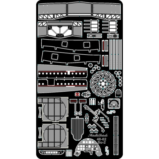 Photoetching for an airplane Su-2 producer Zvezda 1/48 Metallic Details 4802