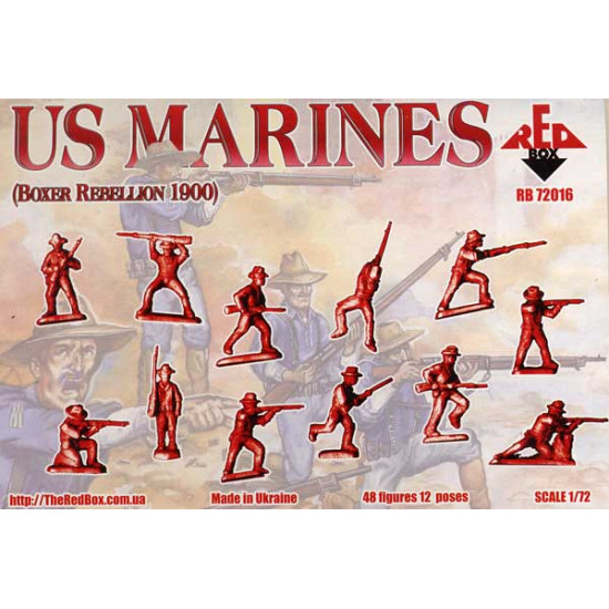 US Marines, Boxer Rebellion 1900 48 FIGURES IN 12 POSES 1/72 RED BOX 72016