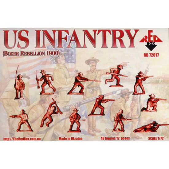 US Infantry, Boxer Rebellion 1900 48 FIGURES IN 12 POSES 1/72 RED BOX 72017