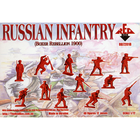 Russian Infantry, Boxer Rebellion 1900 48 FIGURES IN 12 POSES 1/72 RED BOX 72018