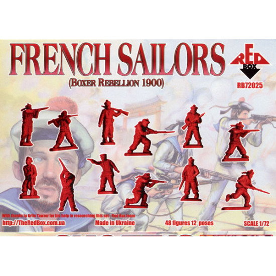 French Sailors, Boxer Rebellion 1900 48 FIGURES IN 12 POSES 1/72 RED BOX  72025