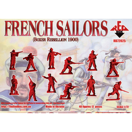 French Sailors, Boxer Rebellion 1900 48 FIGURES IN 12 POSES 1/72 RED BOX 72025