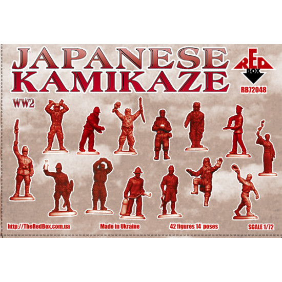 WW2Japanese Kamikaze 42 FIGURES IN 14 POSES 1/72 RED BOX 72048
