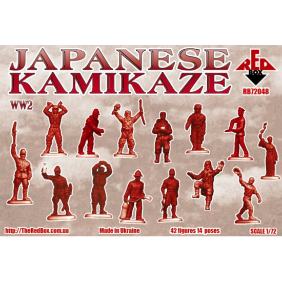 Us Stock Ww2 Japanese Kamikaze 42 Figures In 14 Poses 1/72 Red Box 72048