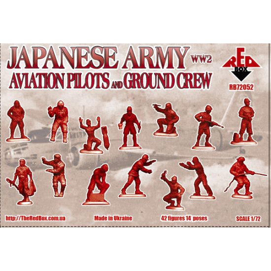 WW2 Japanese Army Aviation Pilots and Ground Crew 42 FIGURES IN 14 POSES 1/72 RED BOX 72052