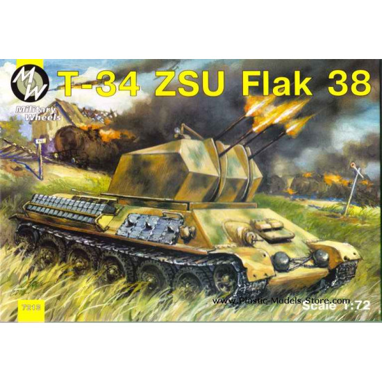 T-34 Soviet medium tank with ZSU Flak 38 gun 1/72 Military Wheels 7213
