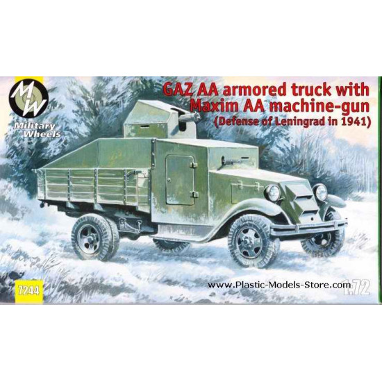GAZ-AA armoured truck with Maxim AA gun WWII 1/72 Military Wheels 7244