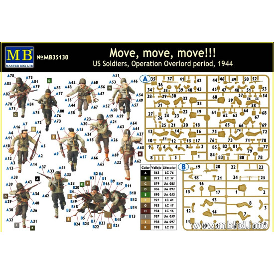 Move, move, move!!! US Soldiers, Operation Overlord period, 1944 1/35 Master Box 35130