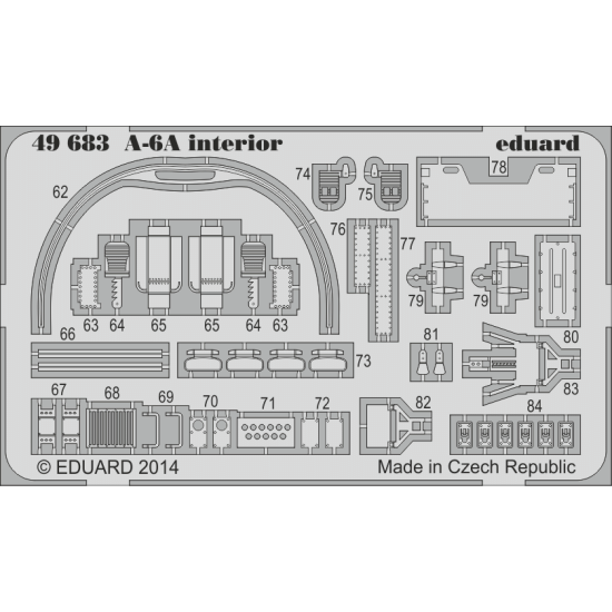 Photoetched set 1/48 A-6A interior (self adhesive), for HobbyBoss kit 1/48 EDUARD 49683