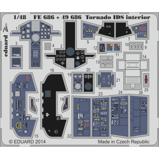 Photoetched set 1/48 Tornado IDS interior (self adhesive), for Revell kit 1/48 EDUARD 49686