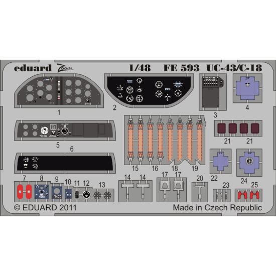 Photoetched set 1/48 UC-43/C-18 interior (self adhesive), for Roden kit 1/48 EDUARD FE593