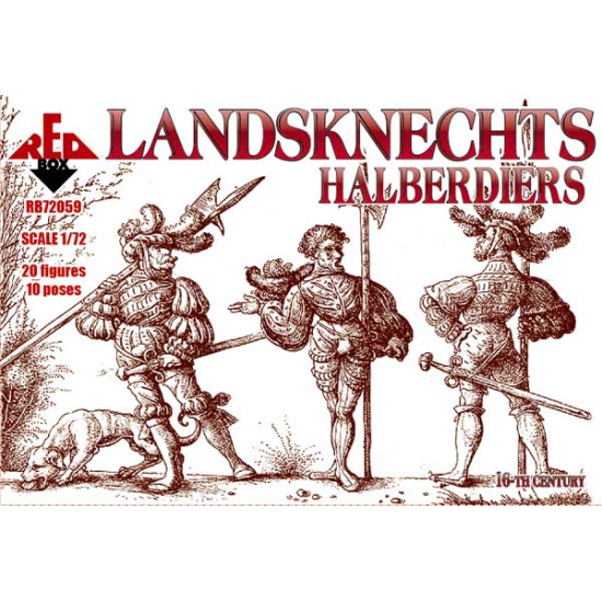  Landsknechts (Halberdiers), 16th century 20 FIGURES ON 10 POSES  1/72 RED BOX 72059