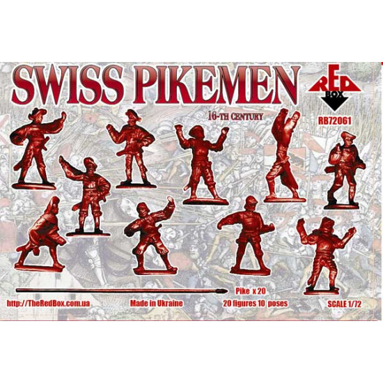 Swiss pikemen, 16th century 20 FIGURES ON 10 POSES 1/72 RED BOX 72061