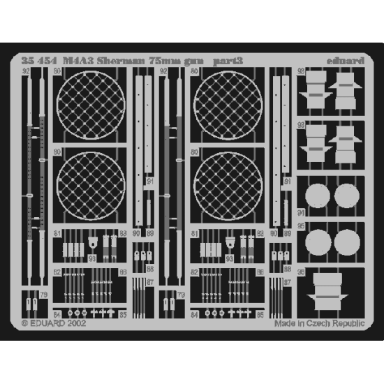 Photoetched set 1/35 M4A3 Sherman 75mm, for Tamiya kit 1/35 EDUARD 35454