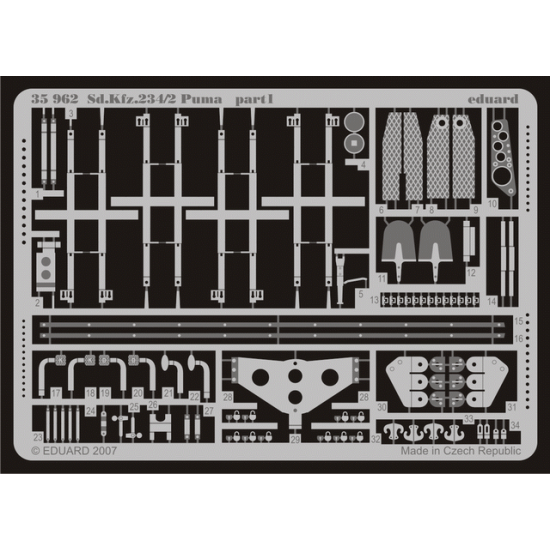 Photoetched set 1/35 Sd.Kfz.234/2 Puma, for Dragon6256 kit 1/35 EDUARD 35962