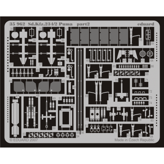 Photoetched set 1/35 Sd.Kfz.234/2 Puma, for Dragon6256 kit 1/35 EDUARD 35962