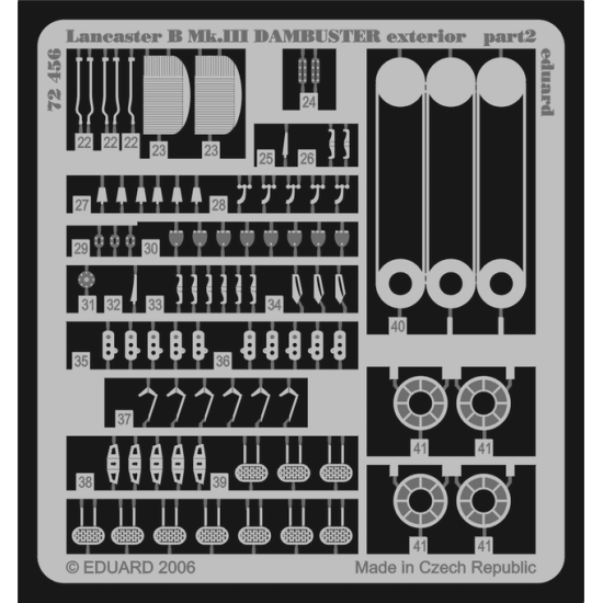 Photoetched set 1/72 Lancaster B Mk.III Dambuster exterior, for Hasegawa kit 1/72 Eduard 72456