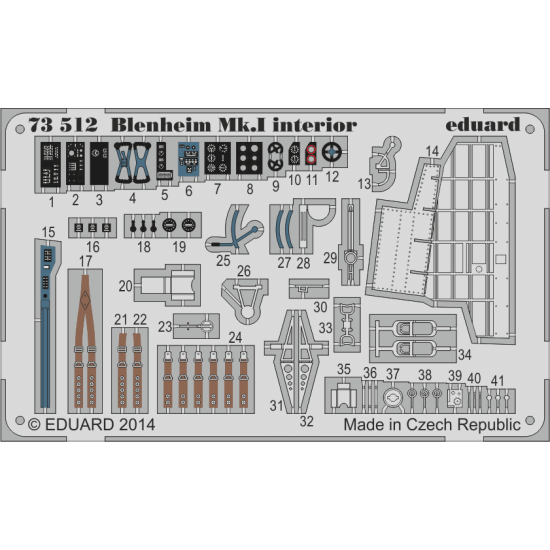 Photoetched set 1/72 Blenheim Mk.I interior, for Airfix kit 1/72 Eduard 73512