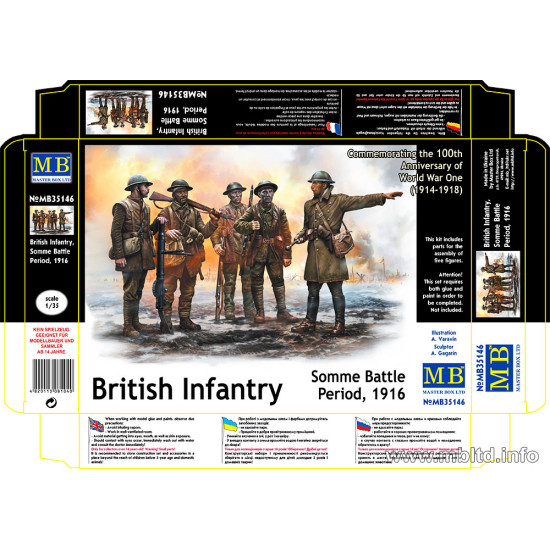British Infantry, Somme Battle period, 1916 5 figures 1/35 Master Box 35146