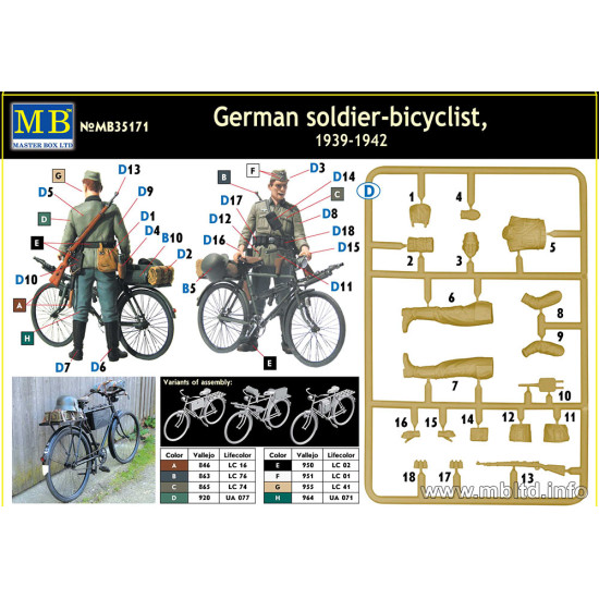 German soldier-bicyclist, 1939-1942 1/35 Master Box 35171
