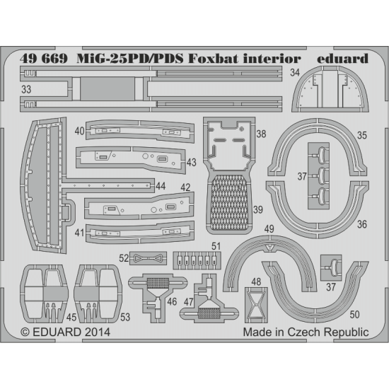 Photoetched set 1/48 MiG-25PD/PDS Foxbat interior (self adhesive), for Kitty Hawk kit 1/48 EDUARD 49669