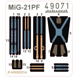 Photoetched set 1/48 MiG-21PF seatbelts FABRIC, for Eduard kit 1/48 EDUARD 49071